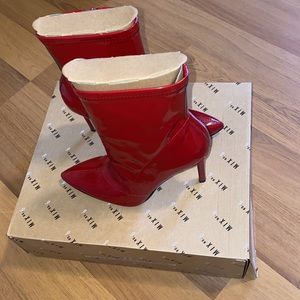 Red Patent Leather Booties